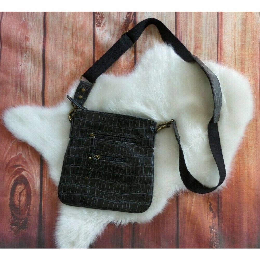 POPPIE JONES Black Crossbody Messenger Bag Purse